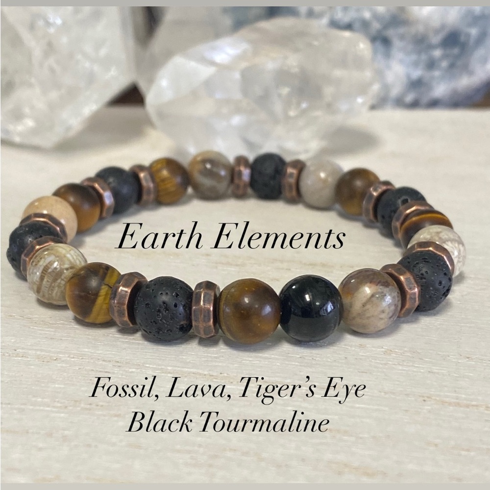 Earth Elements Natural Gemstone Stretch Bracelet - Unisex - 8 mm